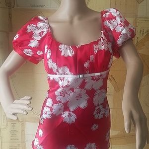 Retro Hawaiian Print Peasant Blouse